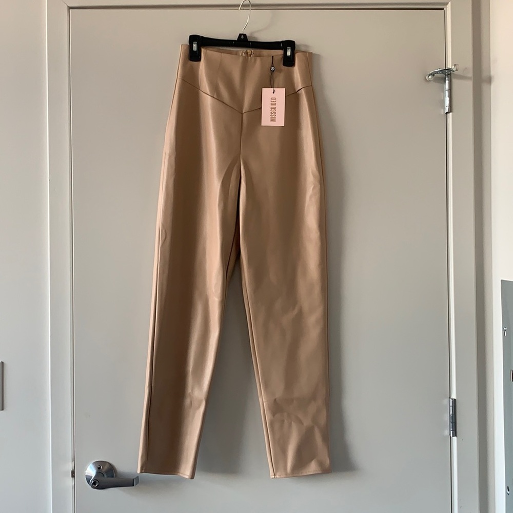 Tan high waisted leather pants (new with tags)